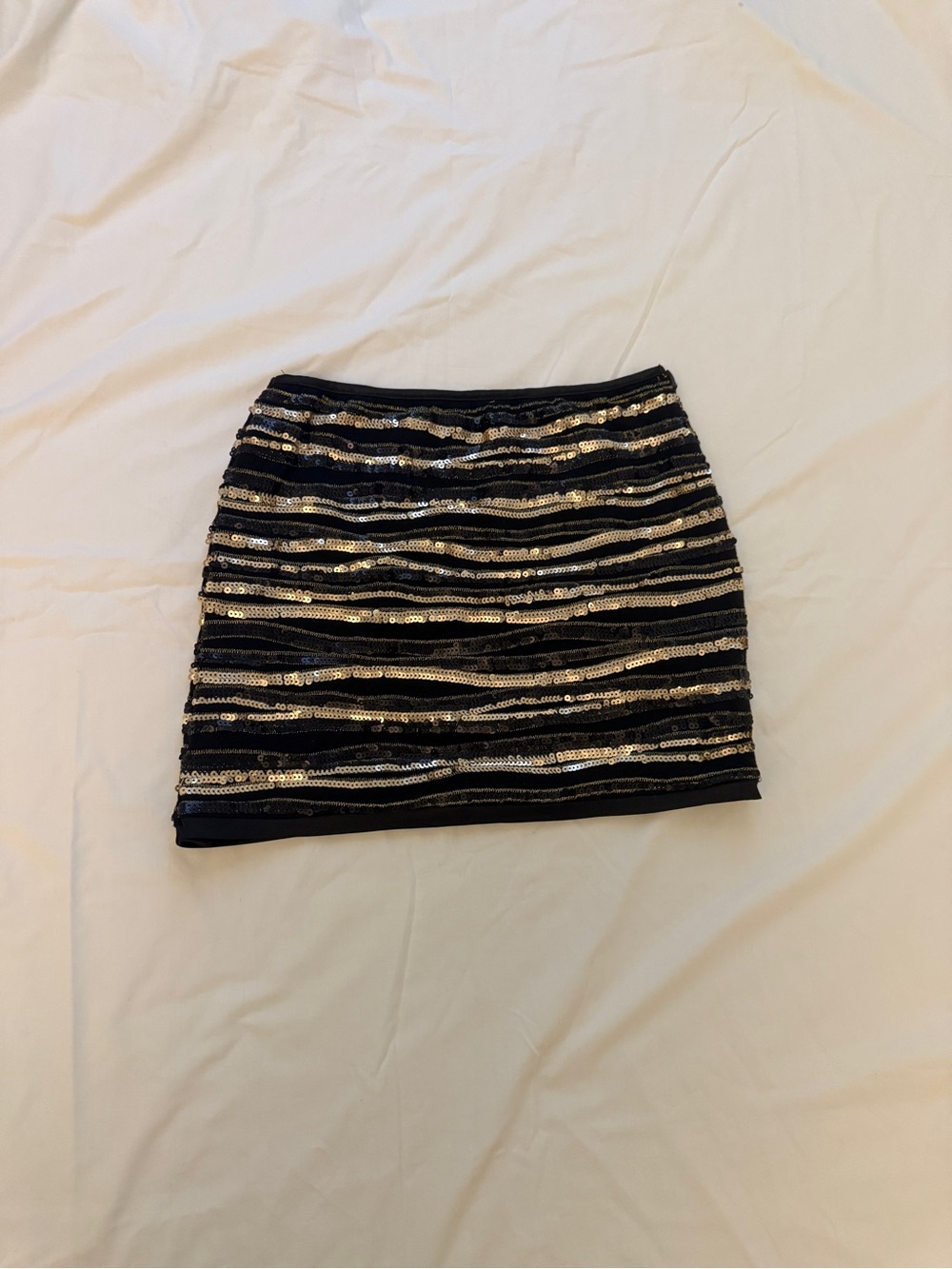 Black and Gold Sequin Stripe Mini Skirt